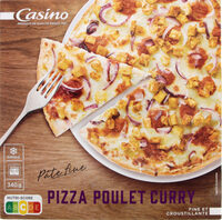 Pizza pâte fine poulet curry