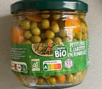 Petits poids et carottes en rondelles