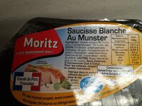 Saucisse blanche munster, MORITZ, 4 pièces, barquette