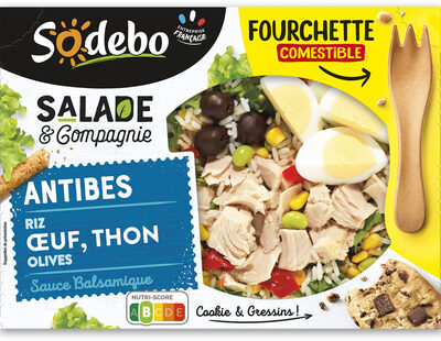 Sodebo salade&cie 320g antibes thon riz oeuf crud olives