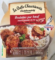 Boulettes pur boeuf, sauce tomate riz lardons