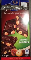 Les carrés gourmands Noisettes entières Chocolat noir