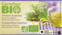 Infusion 4 plantes Romarin, Mélisse, Reine des prés, Citron