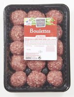 Boulettes au boeuf natures preparation de viande bovine hachee (72%) avec proteine vegetale. a consommer cuit a coeur