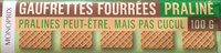 Gaufrettes Fourrées Praliné