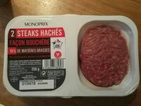 Steaks hachés pur boeuf, 15% de mat. Gr.
