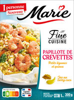 Papillote de Crevettes Petits légumes et riz