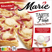 Tarte Fine - Lardons, emmental, compotée d'oignons et crème fraîche
