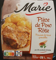 Pièce de porc rôtie, Jus à la moutarde & aux herbes et PDT grenailles
