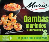 Gambas marinées à la provençale & Riz jaune aux 2 poivrons