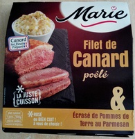 Filet de canard poêlé & écrasé de pommes de terre au parmesan