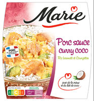 Porc sauce curry coco Riz basmati et Courgettes