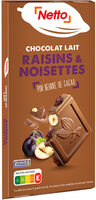 Tablette bloc chocolat au lait aux raisins et noisettes entières - 200g