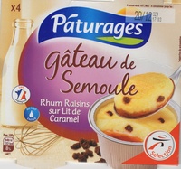 Gateau semoule Rhum raisins sur lit de caramel