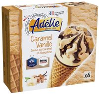 Cône caramel - vanille (G) sauce au caramel et nougatine x6 - 120mL