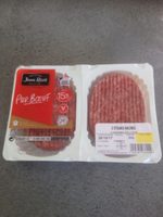 Jean Rozé, Steak, viande hachée pur bœuf 15%, les 2 steaks de 125 g