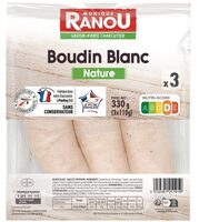 Boudin blanc porc nature x3 330g ranou