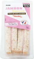 Sandwich club Duo - Jambon Beurre x2 - Pain complet - 125g