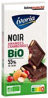 Tablette BIO bloc - Chocolat noir aux amandes et aux cranberries - 200g