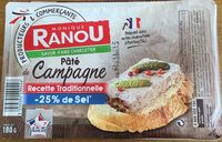 Monique Ranou Pâté de campagne sel réduit la barquette de 180 g