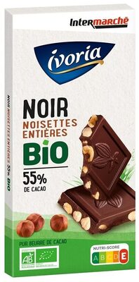 Tablette BIO bloc - Chocolat noir aux noisettes entières - 200g