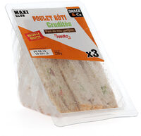 Sandwich club Trio - Poulet crudités x3 - 230g