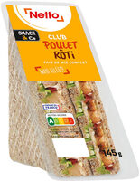 Sandwich club Duo - Poulet rôti Mayonnaise légère x2 - Pain complet - 145g