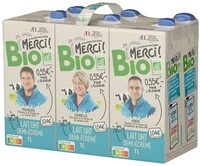 Lait 1/2 ecreme uht bio bq pack 6x1l merci!