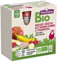 Gourde BIO Brassé végétal riz banane pomme framboise - 340g (4x85g) - 10 mois