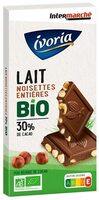 Tablette Bloc BIO - Chocolat au lait noisettes - 200g