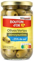 Olives vertes dénoyautées - allégée en sel