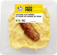 Saucisse aux herbes et purée de pomme de terre