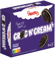 Biscuits au cacao maigre fourres gout vanille-croc n'cream 220g