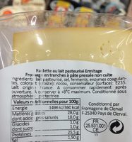Raclette de Franche Comte au lait cru tranchee ERMITAGE, 27%MG