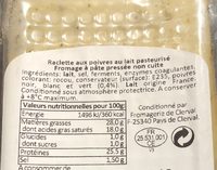Raclette aux poivres au lait pasteurisé