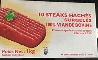 Steaks hachés surgelés 100% viande bovine