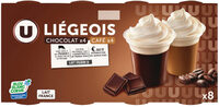 Dessert liégeois chocolat et café et crème fouettée 8x100g