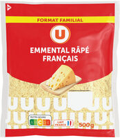 Emmental français au lait pasteurisé rapé 29%MG, zip de 500g