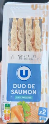 Sandwich duo pain spécile, garni de sauce au yaourt, salade, saumonfumé et cuit 8,8%mg MARQUE