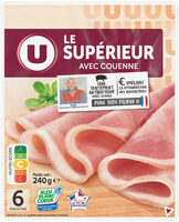 Jambon supérieur avec couenne Bleu Blanc Coeur, 6 tranches 240g