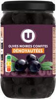 Olives noires confites dénoyautées bocal de 160g, 37cl
