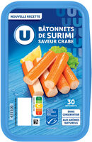 Bâtonnets de préparation à base de chair de poisson saveur crabe - x30- 500g