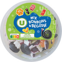 Assortiment de bonbons gélifiés et réglisse aromatisés boîte de 600g