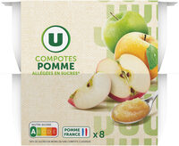 Coupelle allégée dessert de fruits pomme nature 8 pots de 100g, 800g
