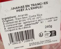 Ananas en tranches, barquette 240g