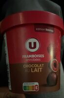 Confiserie glacée Framboises enrobées de chocolat lait et blanc 150g