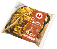 Paëlla aux fruits de mer, aiguillettes de poulet, colin d'Alaska et chorizo
