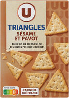 Biscuits apéritifs Crackers apéritifs triangles au sésame et pavot, 100g