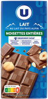 Chocolat au lait du pays alpin et noisettes entières