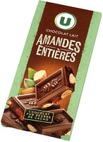 Tablette de chocolat au lait et amandes entières